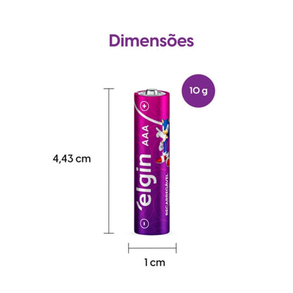 Pilha Recarregável Aaa 1000 Mah Elgin Com 02 Unidades [F108]