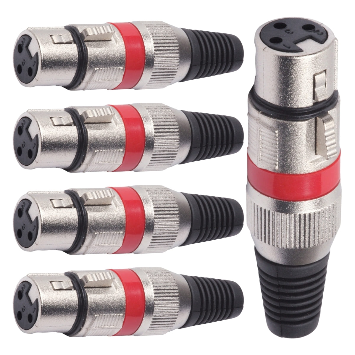Conector Xlr Femea Linha Vermelho Corpo Metalico Storm 05 Unidades [F108]