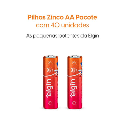 Pilha Zinco Aa Tubo 40 Unidades Elgin R06p [F108]