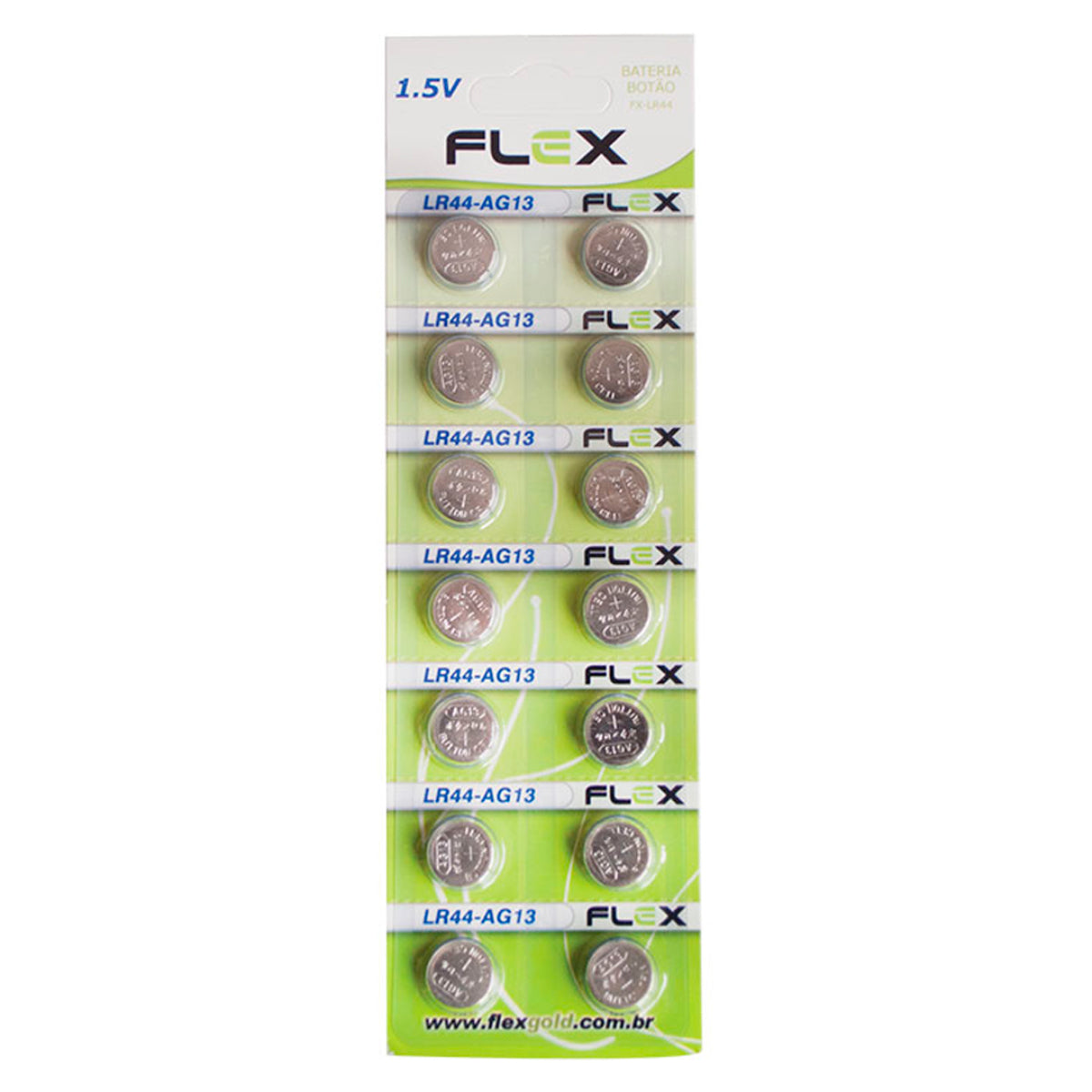 Bateria Botão Lr44 Cartela Com 14 Unidades Flex [F108]