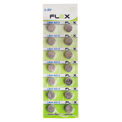 Bateria Botão Lr44 Cartela Com 14 Unidades Flex [F108]