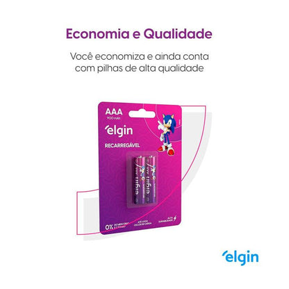 Pilha Recarregável Aaa 900mah Elgin [F108]