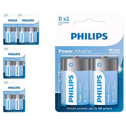 10 Pilhas Alcalinas D Philips (5  Cart)
