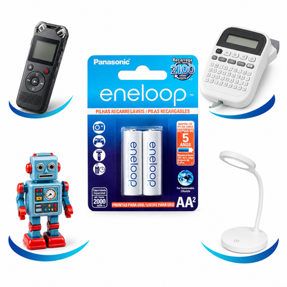 4 Pilhas Recarregaveis Eneloop Std Aa Panasonic (2 Cart)