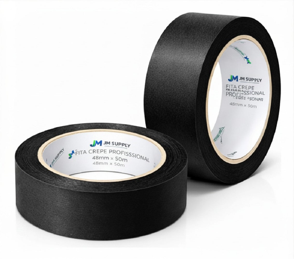KIT COM 2 FITAS CREPE PRETAS 48MM X 50M