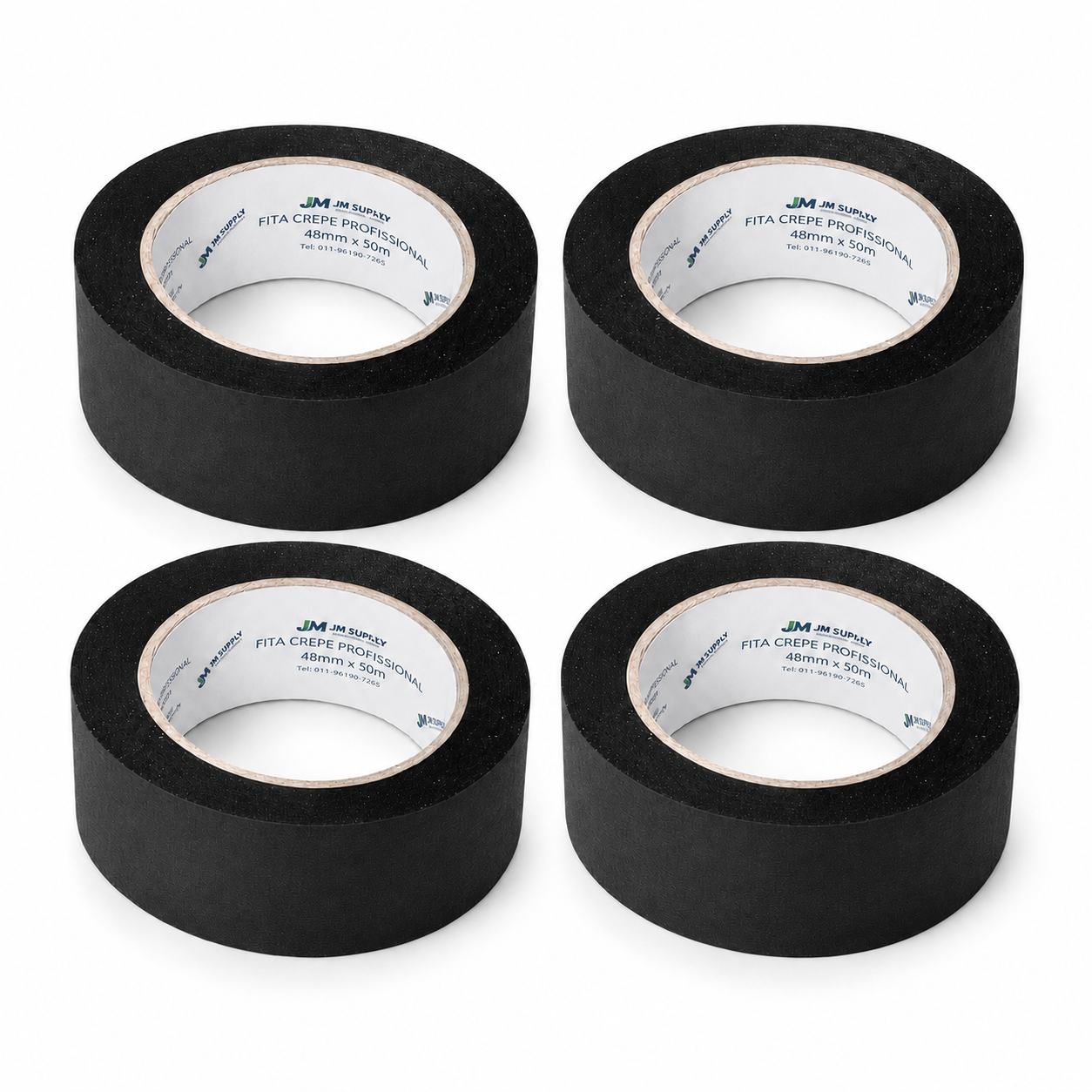 KIT COM 4 FITAS CREPE PRETAS 48MM X 50M