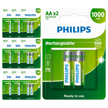 20 Pilhas AAA Recarregáveis 1000mAh Philips (10  Cart)