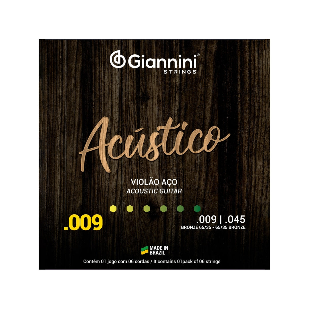 Encordoamento Giannini P/violão Aço Bronze 65/35 0.009" Geswal [F108]