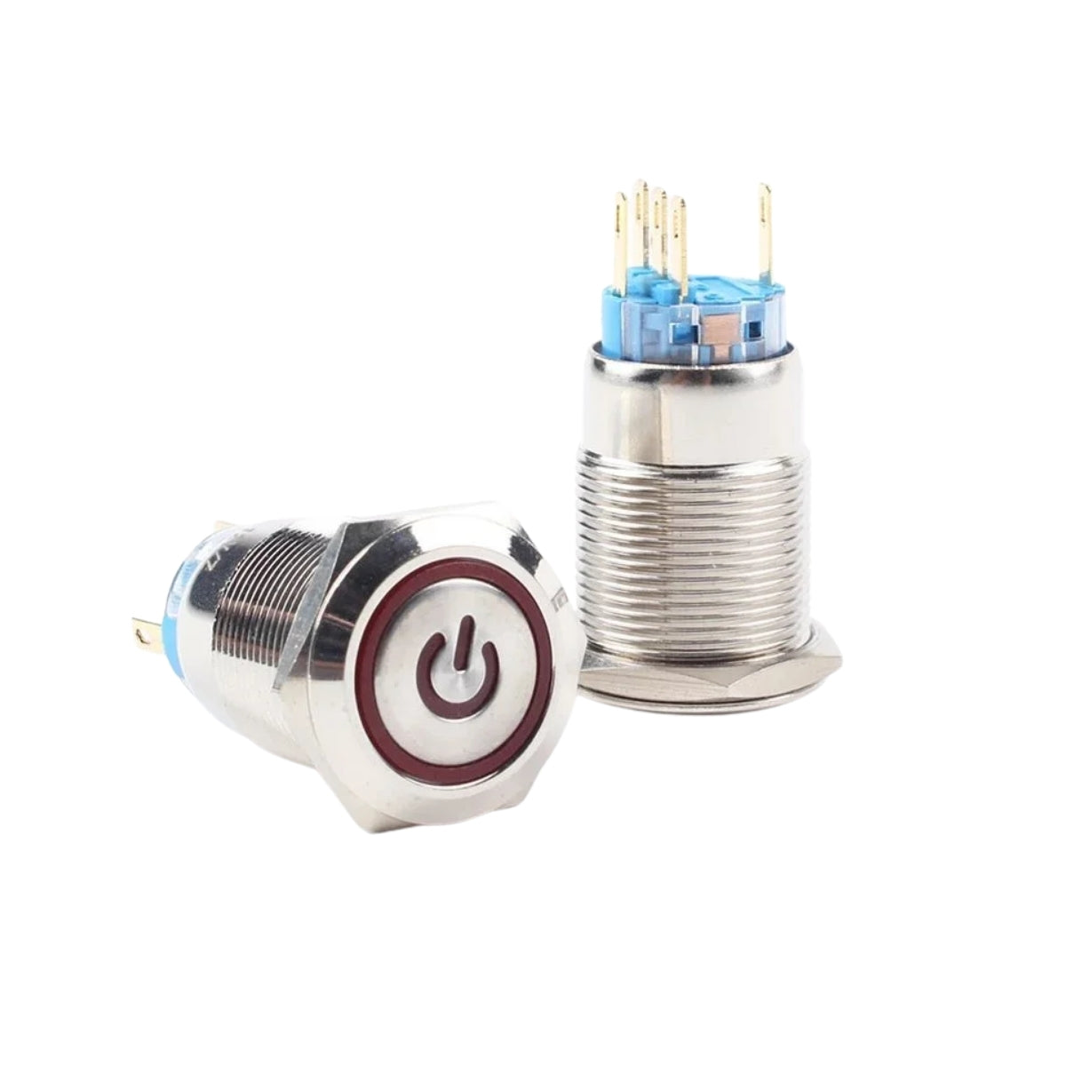 Botão On Off 19mm Prata 220v 3a C/ Led Vermelho 12v Storm [F108]