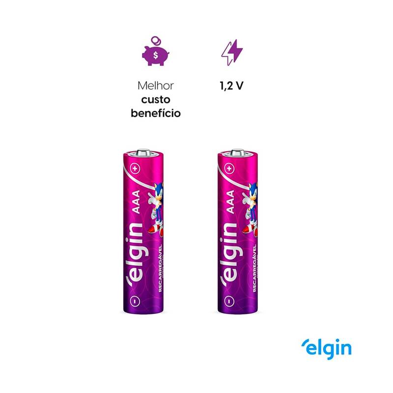 Pilha Recarregável Aaa 900mah Elgin [F108]