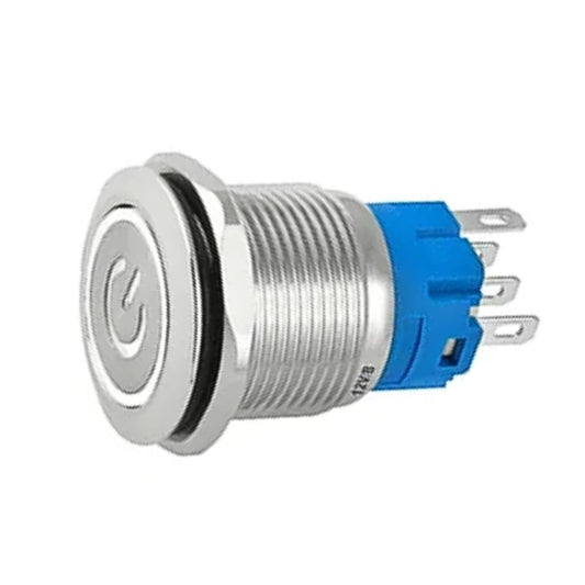 Botão On Off 19mm Prata 220v 3a C/ Led Branco 12v Storm [F108]
