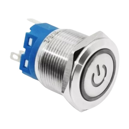 Botão On Off 19mm Prata 220v 3a C/ Led Branco 12v Storm [F108]