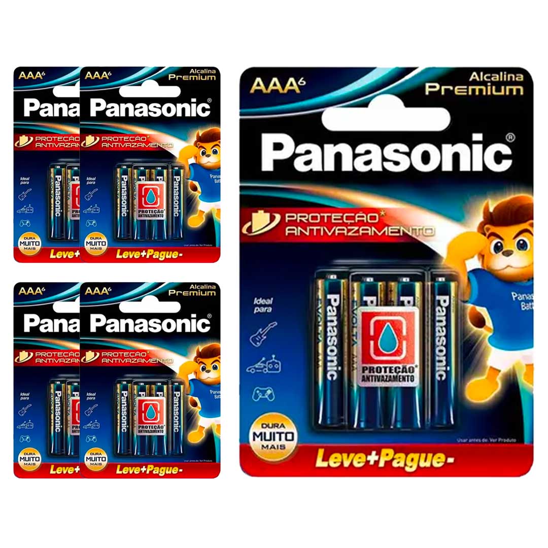 30 Pilhas Alcalinas Premium Aaa Panasonic (5 Cart)