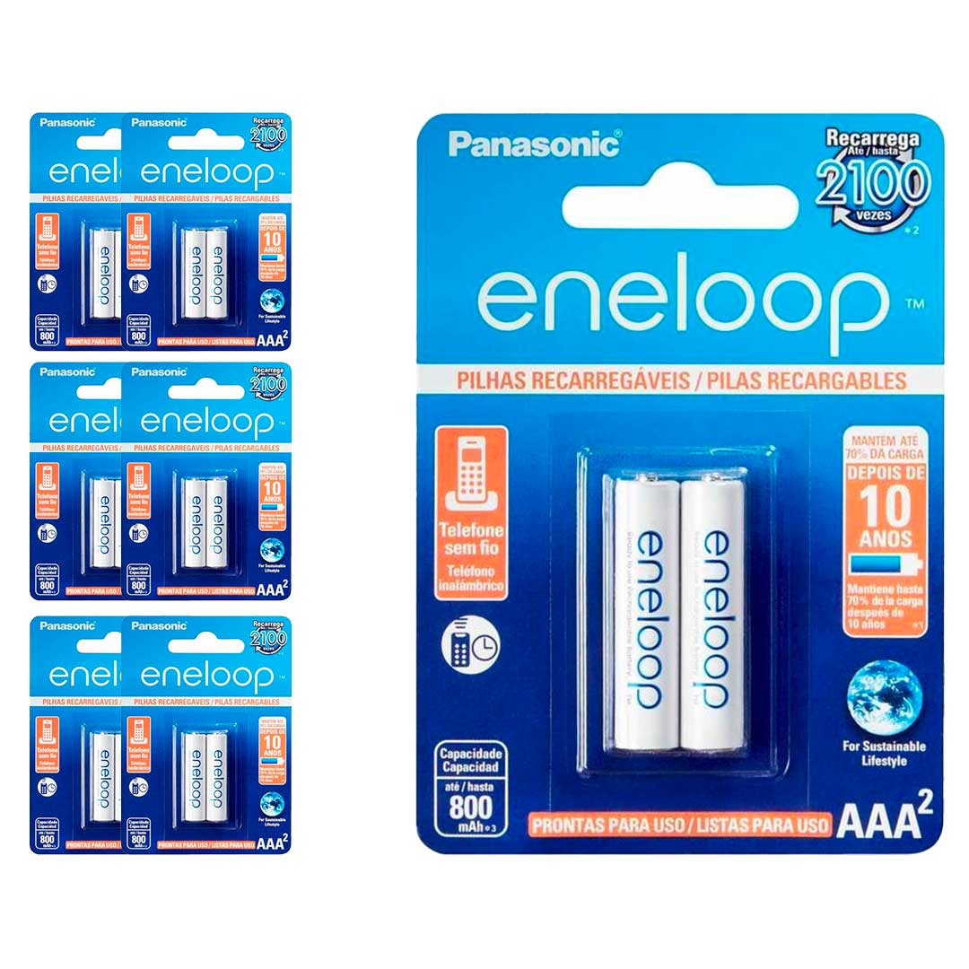 14 Pilhas Recarregaveis Eneloop Std Aaa Panasonic (7 Cart)