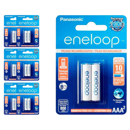 14 Pilhas Recarregaveis Eneloop Std Aaa Panasonic (7 Cart)