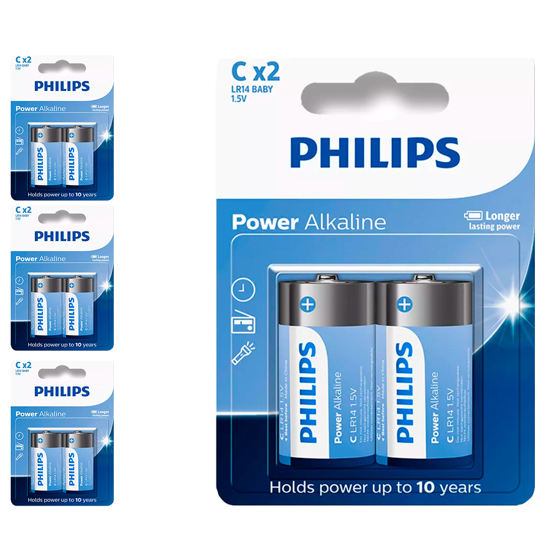 08 Pilhas Alcalinas C Philips (4  Cart)