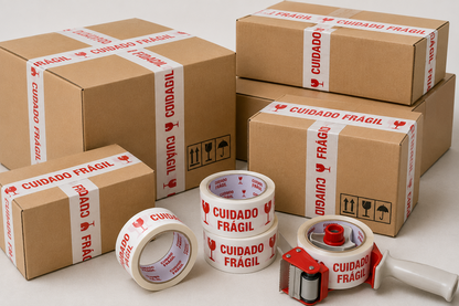 Kit 5 Fitas Adesivas Cuidado Frágil 48mm x 100m