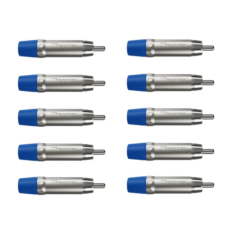 Plug Rca Macho Nickel Azul 10 Un Wireconex [F108]