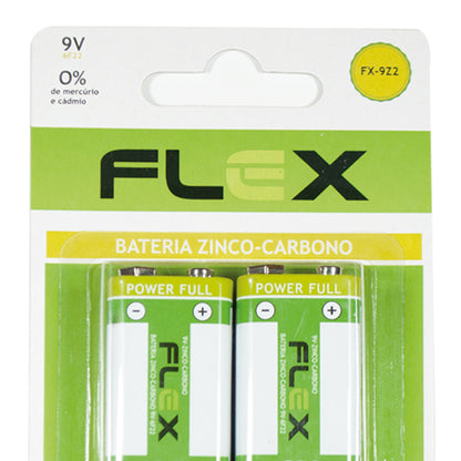 Bateria 9v Zinco Cartela Com 2 Unidades Flex [F108]