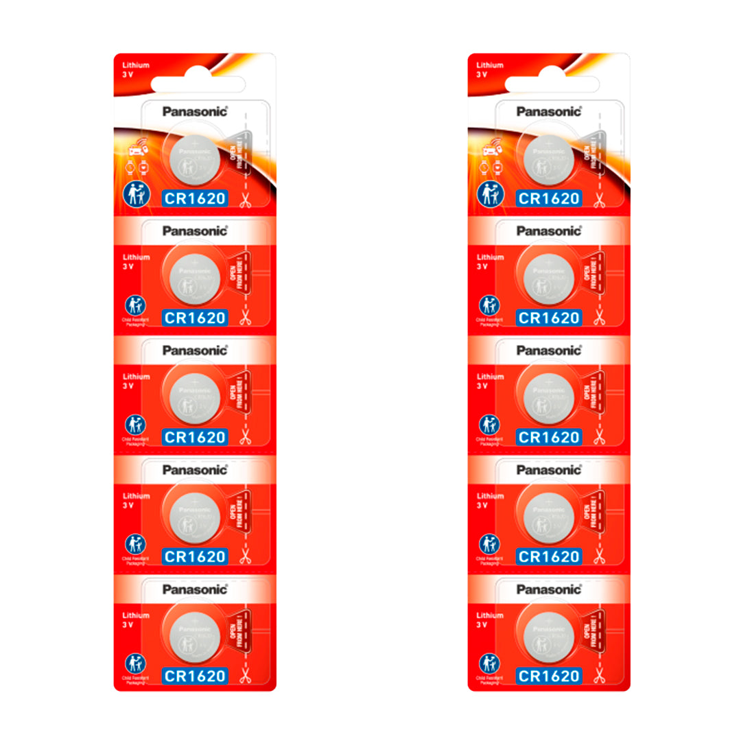 10 Baterias CR1620 Panasonic (02 cartelas)