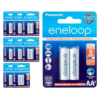 18 Pilhas Recarregaveis Eneloop Std Aa Panasonic (9 Cart)