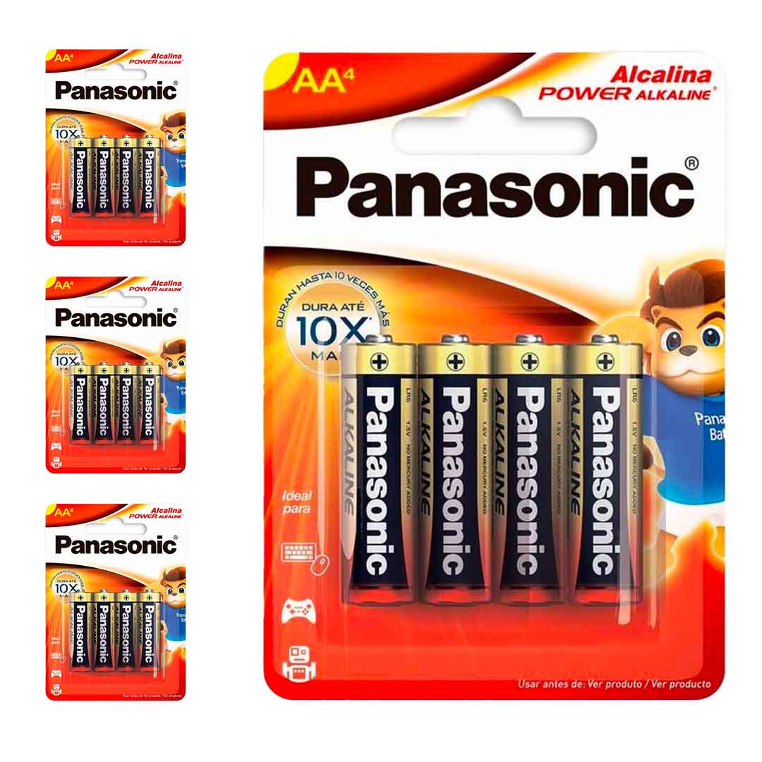16 Pilhas Alcalinas Aa Panasonic (4 Cart)