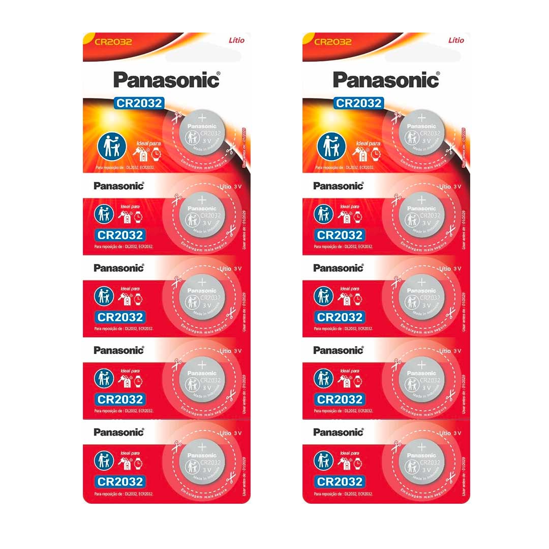10 Baterias Cr2032 Panasonic (2 Cart)