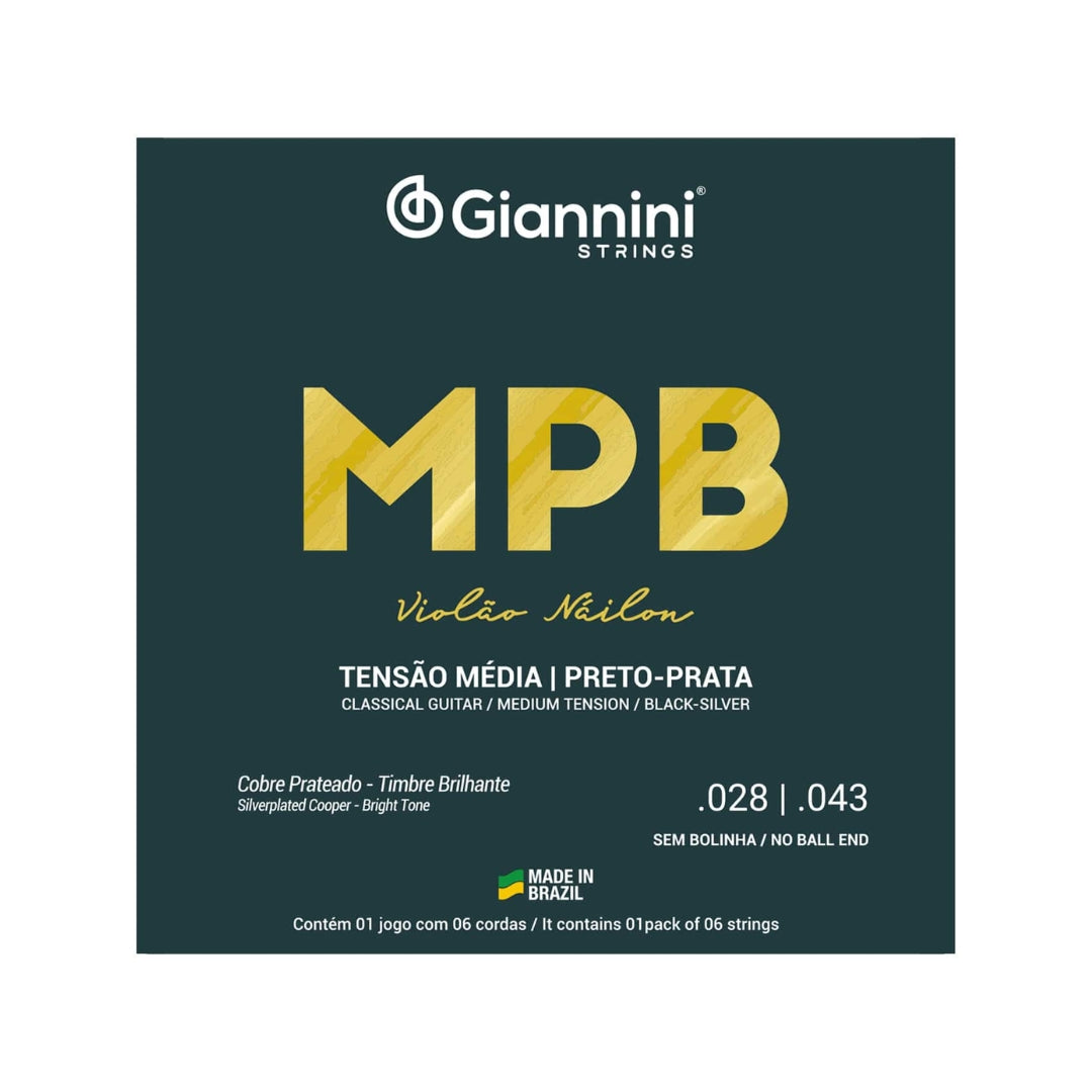 Encordoamento Giannini P/violão Nylon Preto/prata Genwbs [F108]