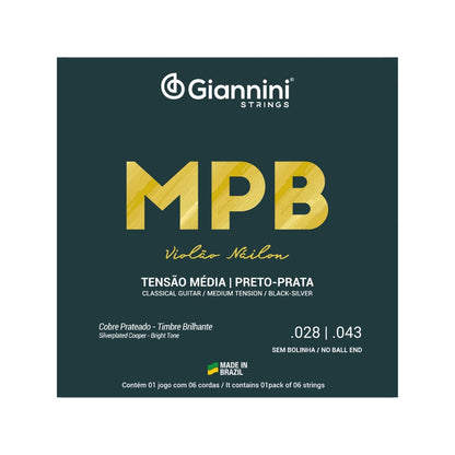 Encordoamento Giannini P/violão Nylon Preto/prata Genwbs [F108]