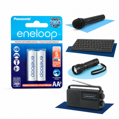 8 Pilhas Recarregaveis Eneloop Std Aa Panasonic (4 Cart)