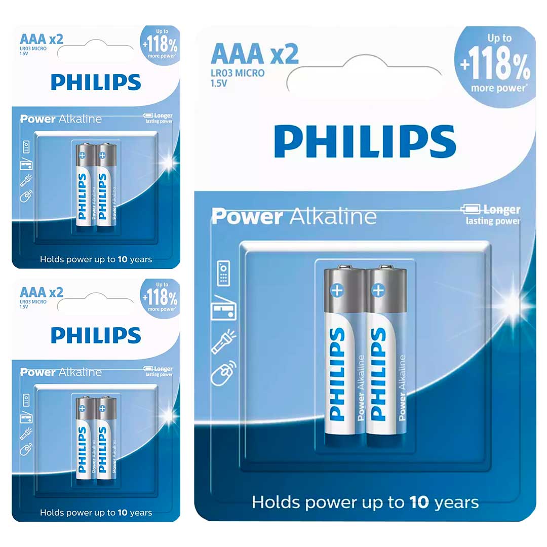6 Pilhas Alcalinas AAA Philips  (3  Cart)