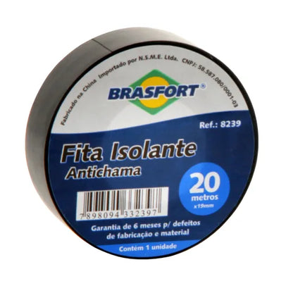 KIT C/ 10 FITA ISOLANTE ANTICHAMA 20M BRASFORT PT