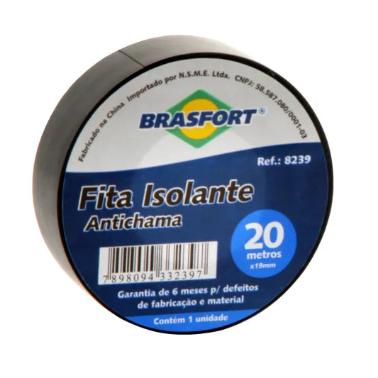 KIT C/ 10 FITA ISOLANTE ANTICHAMA 20M BRASFORT PT