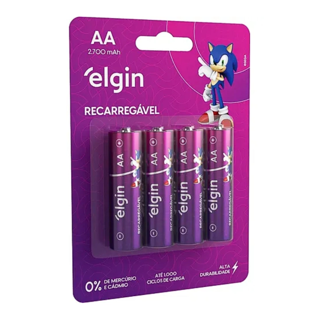 Pilha Recarregável Elgin Aa 2700mah Blister Com 04 Unidades [F108]