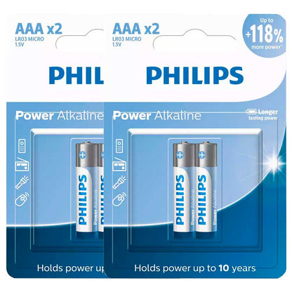 4 Pilhas Alcalinas AAA Philips  (2  Cart)