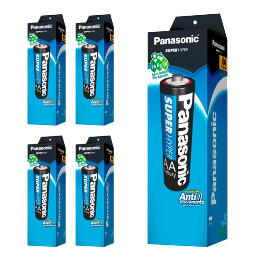 5 Tubos Pilha Comum Aa C/52un Cada Panasonic