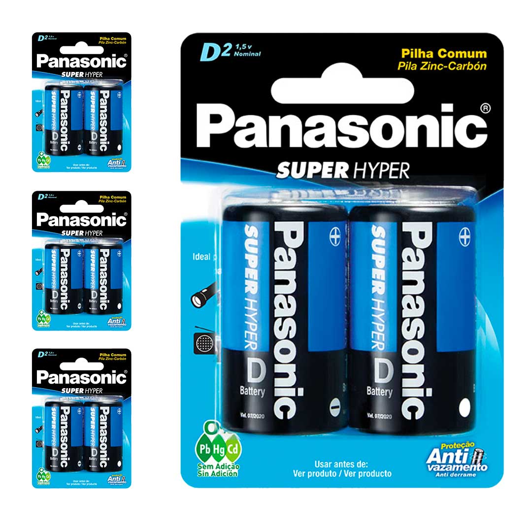 8 Pilhas Comum D Panasonic (4 Cart)