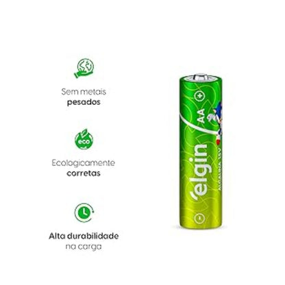 Pilha Alcalina Aa Tubo Com 24 Unidades Elgin (82347) [F108]