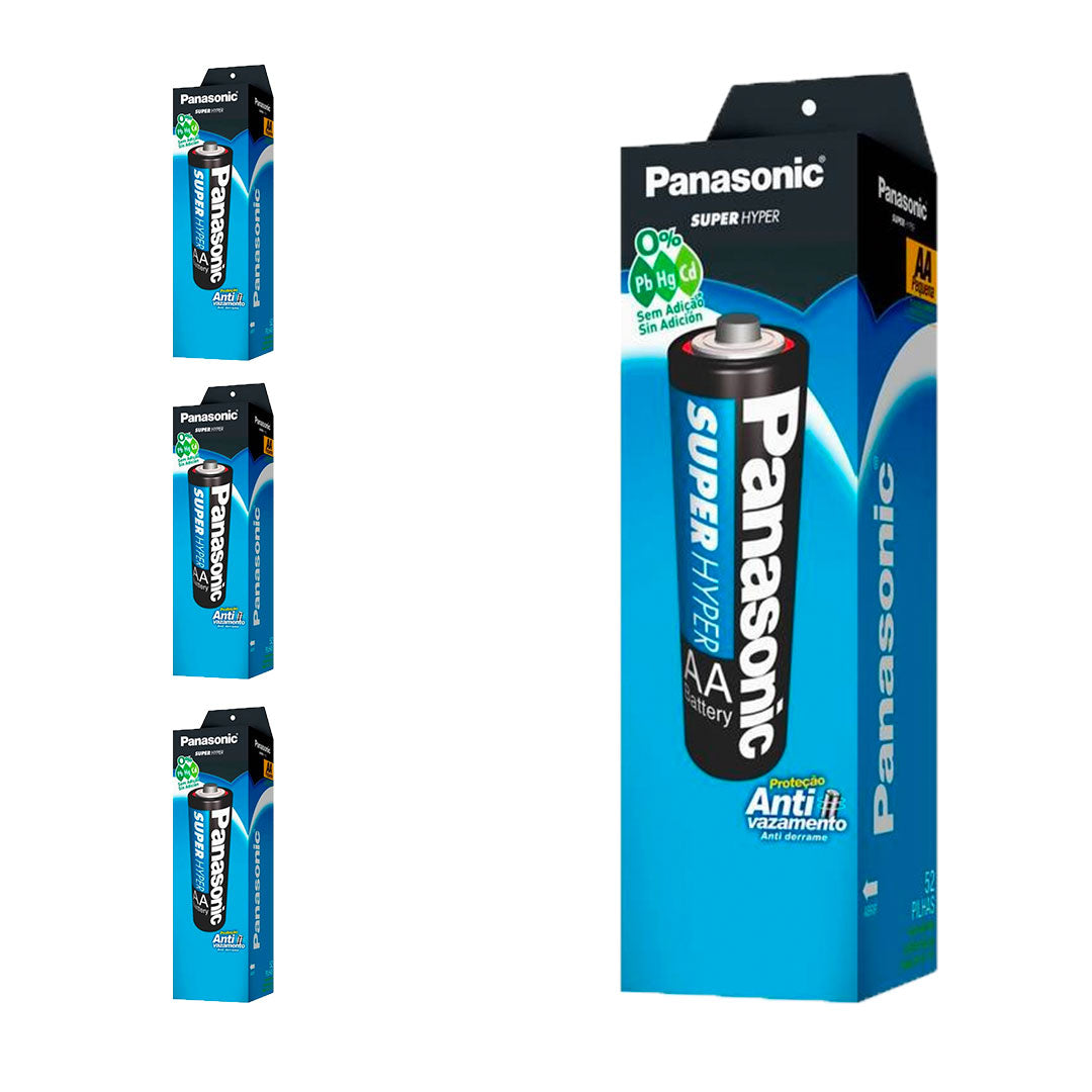 4 Tubos Pilha Comum Aa C/52un Cada Panasonic