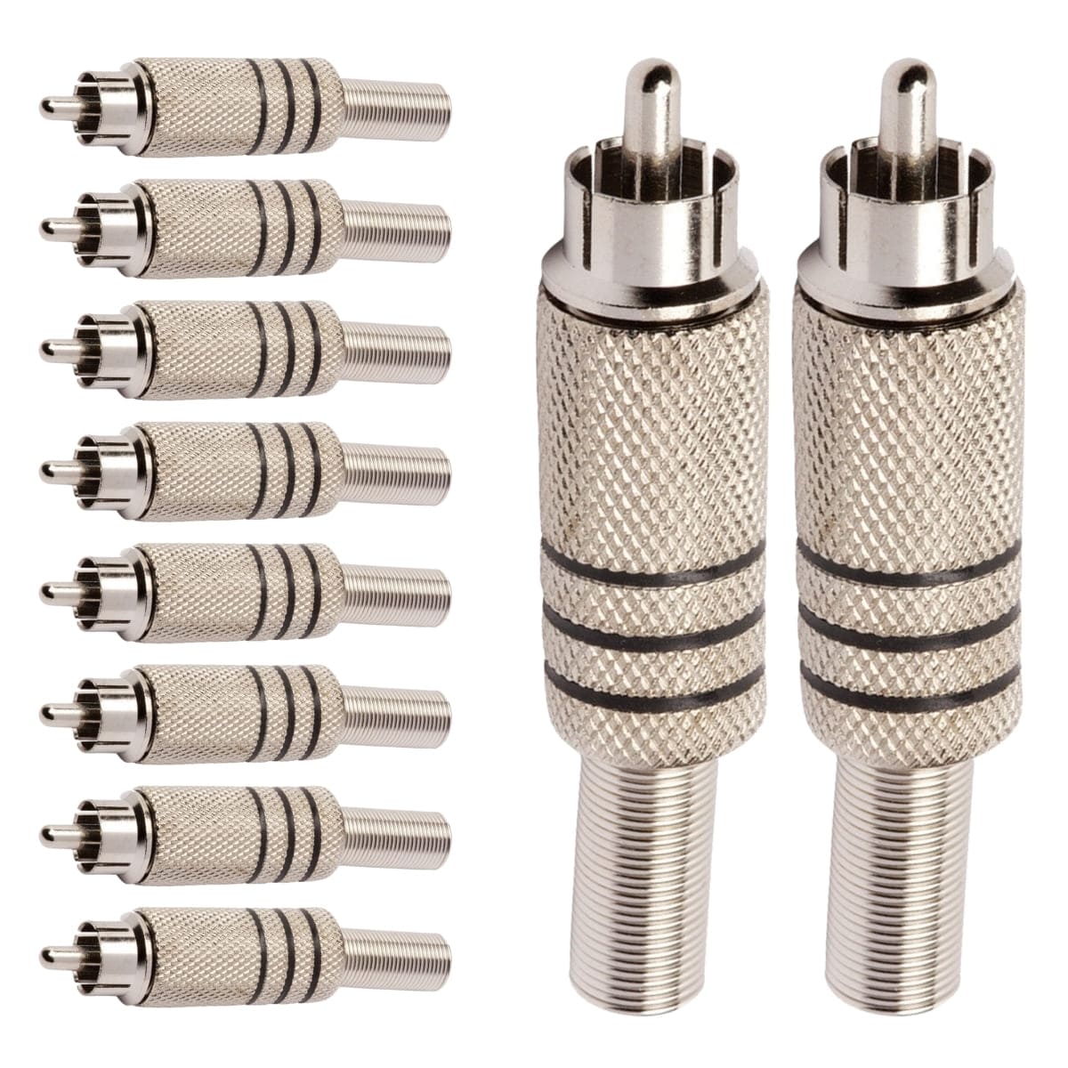 Conector Linha Rca Macho Metal Niquel Preto Storm 10 Unidades [F108]