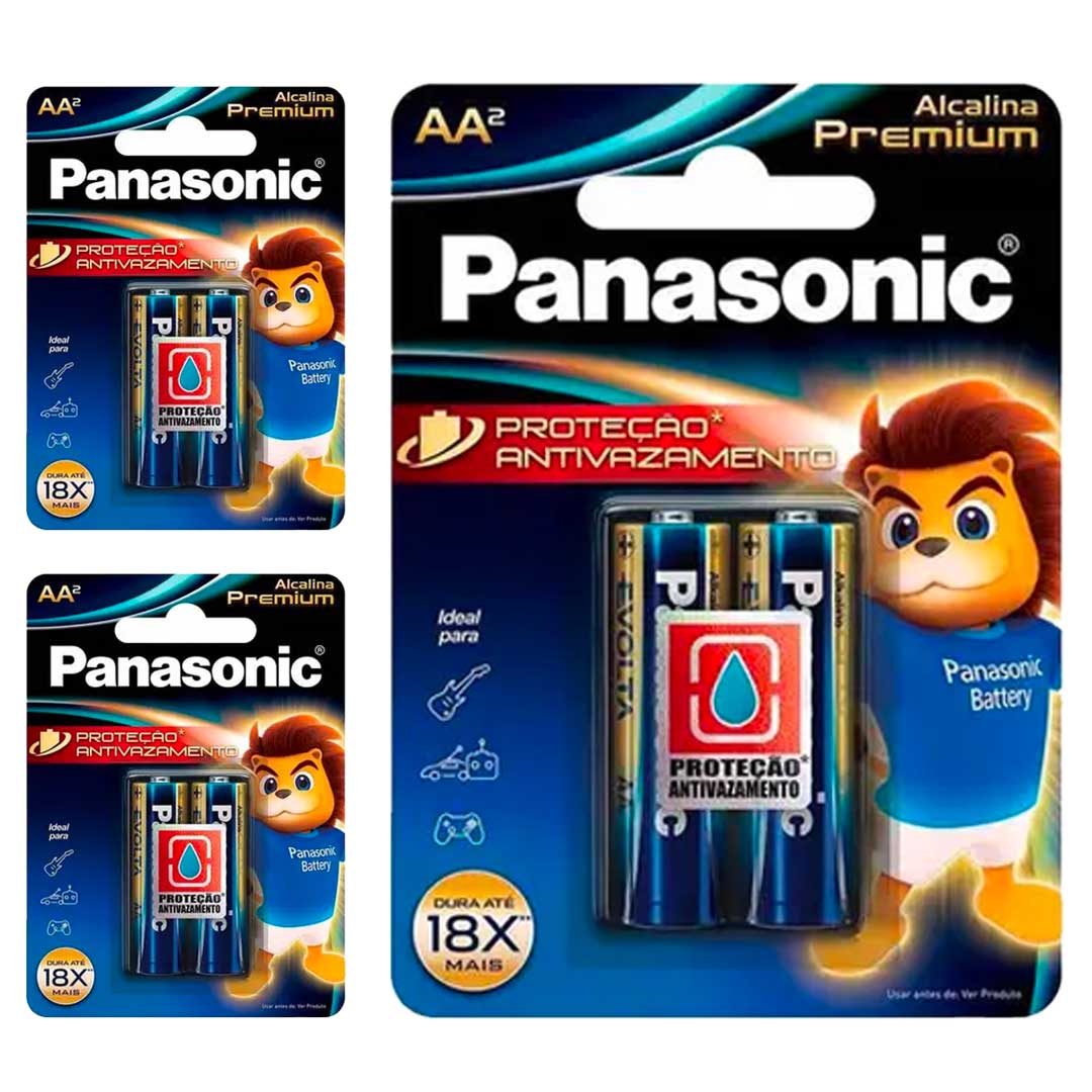 6 Pilhas Alcalinas Premium Aa Panasonic (3 Cart)