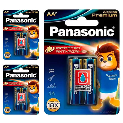 6 Pilhas Alcalinas Premium Aa Panasonic (3 Cart)