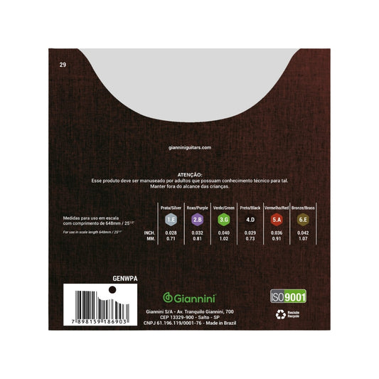 Encordoamento Giannini Clássico P/violão Nylon 65/35 Prateado Alta Genwpa [F108]