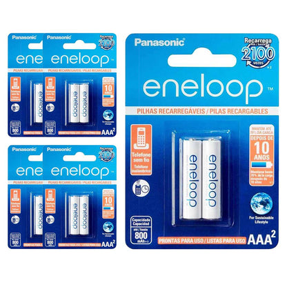 10 Pilhas Recarregaveis Eneloop Std Aaa Panasonic (5 Cart)