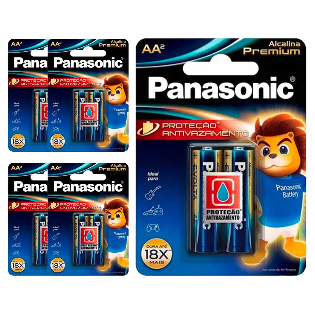 10 Pilhas Alcalinas Premium Aa Panasonic (5 Cart)