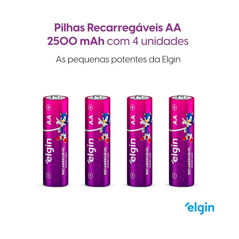 Pilha Recarregável Aa 2500mah Elgin [F108]