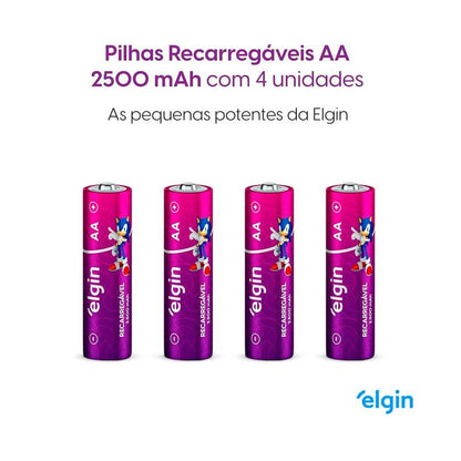 Pilha Recarregável Aa 2500mah Elgin [F108]