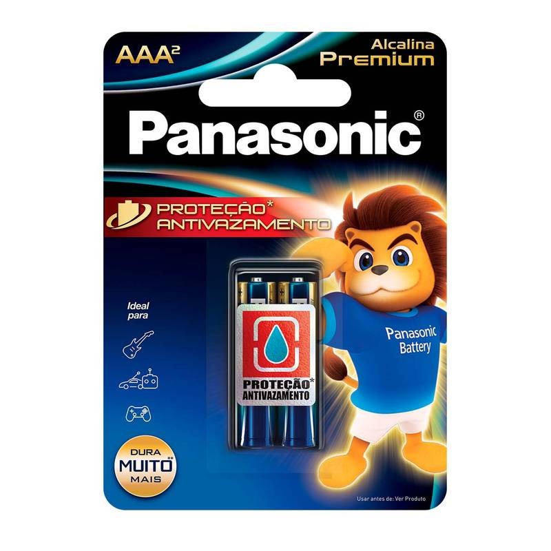 Pilha Alcalina Premium Panasonic Aaa Palito 02 Unidades Lr03egr/2b96 [F108]