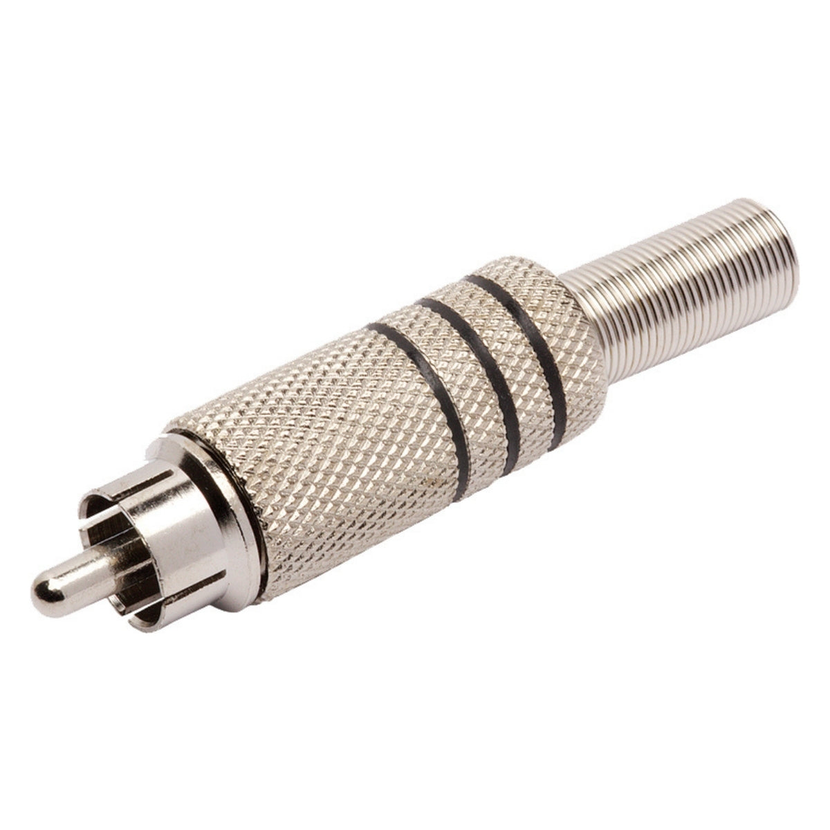 Conector Linha Rca Macho Metal Niquel Preto Storm 10 Unidades [F108]