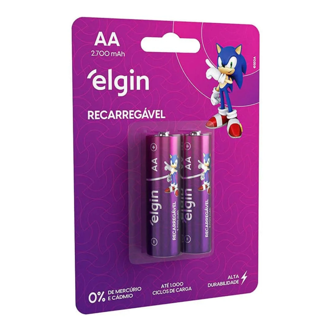 Pilha Recarregável Aa Elgin 2700mah Cartela Com 02 Unidades [F108]